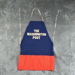 Vintage Washington Post Newspaper Street Vendor Apron Blue Orange Pockets 1960s